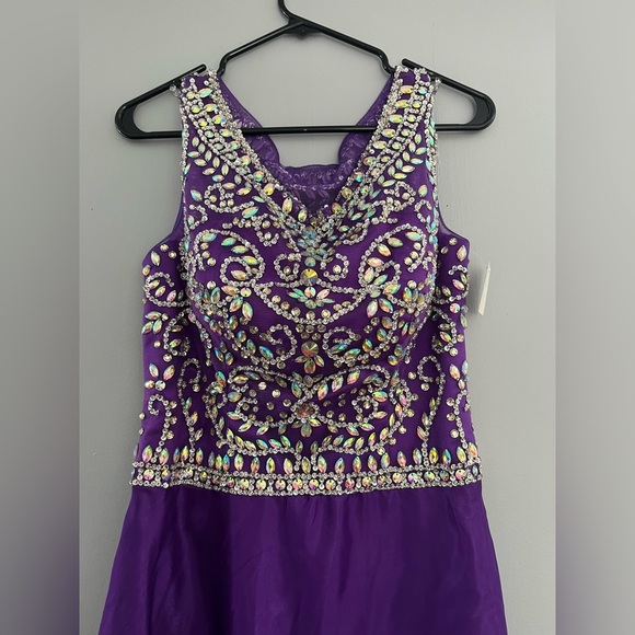 Zachary Alexander Size XL Purple Beaded Prom Dress - Picture 7 of 7